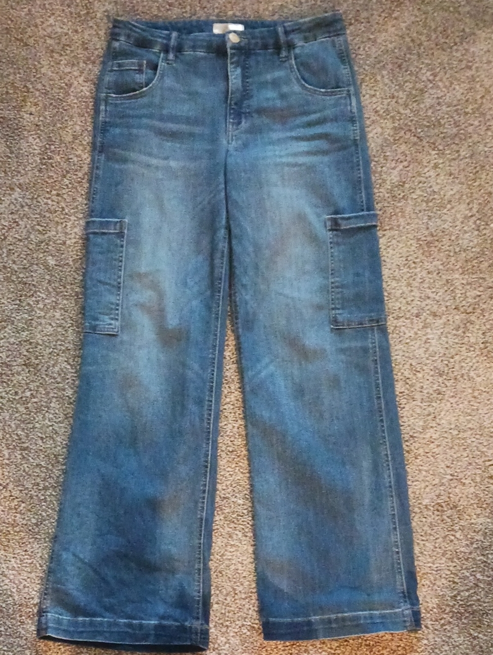 KUT From The Kloth Jeans High Rise Jodi Fab Ab Wide Leg Cargo Blue Sz 6
